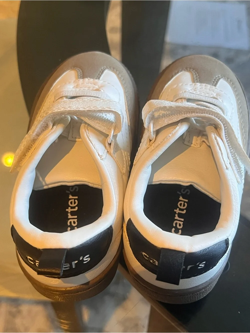 Carter's White and Tan Kids Velcro Sneakers